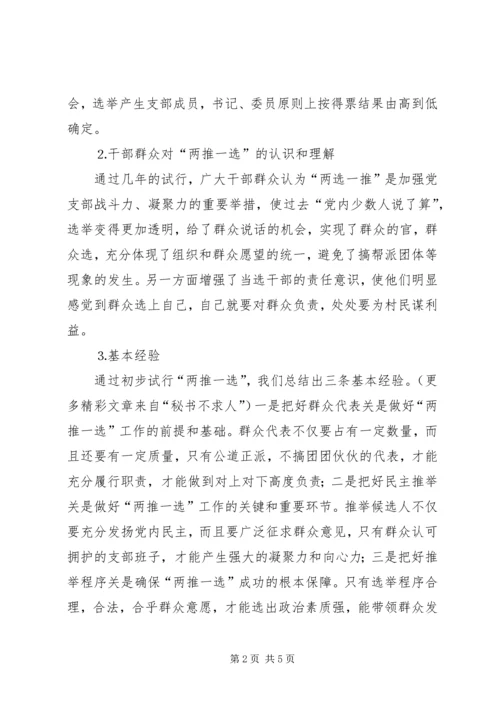 某某乡试行村党支部换届选举“两推一选”情况汇报 (2).docx