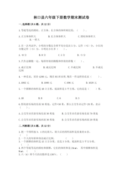 林口县六年级下册数学期末测试卷完整版.docx