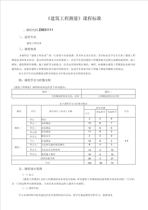 建筑工程测量课程标准1