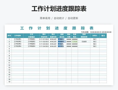 工作计划进度跟踪表