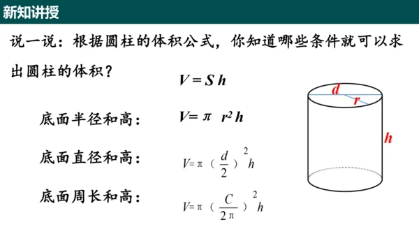 3.1.3圆柱的体积  课件(共15张PPT)-六年级数学上册精品课堂（人教版五四制2024）