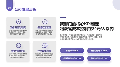 长春花蓝简约风年终总结通用PPT模板