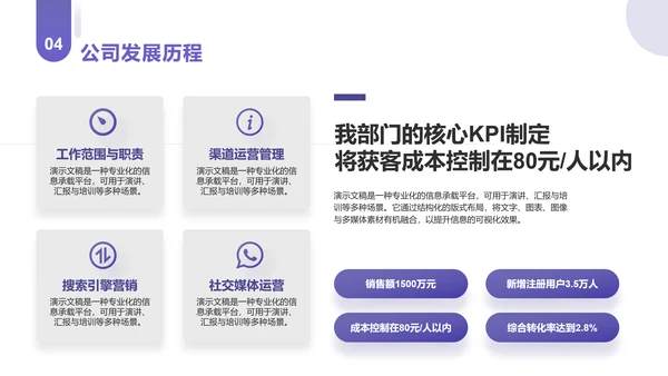 长春花蓝简约风年终总结通用PPT模板