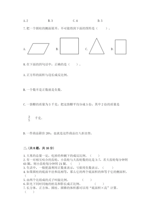 河南省平顶山市六年级下册数学期末测试卷（培优b卷）.docx