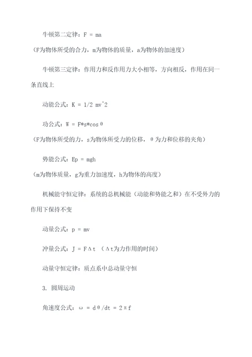 大学物理知识点加公式总结