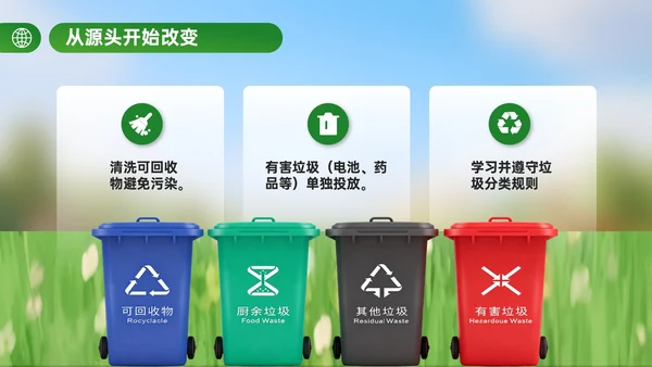绿色立体风世界清洁地球日主题活动倡议PPT