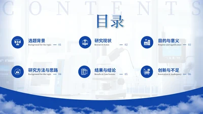 目录页-蓝色学术风毕业答辩绪论PPT单页