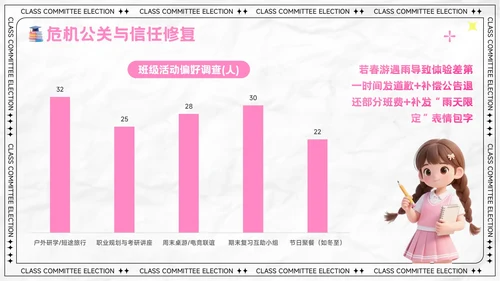 粉色卡通风大学生班委竞选演讲PPT模板