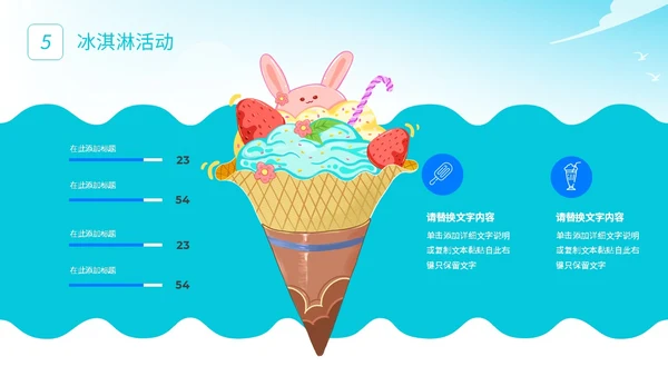展板风夏季清凉活动策划冰淇淋甜筒冷饮宣传PPT