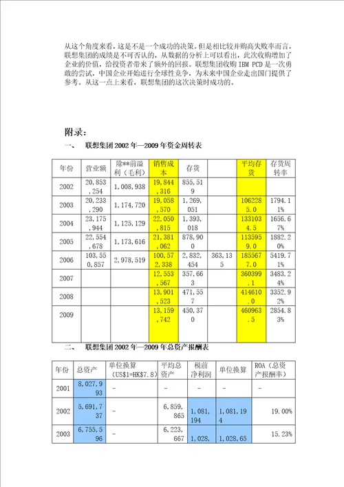 联想集团财务分析及收购IBMPCD分析