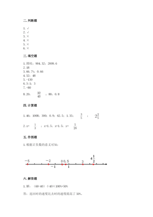 小学六年级下册数学期末测试卷及1套完整答案.docx