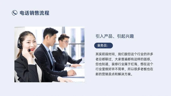 蓝色简约实拍商务电话销售培训沟通技巧培训PPT课件