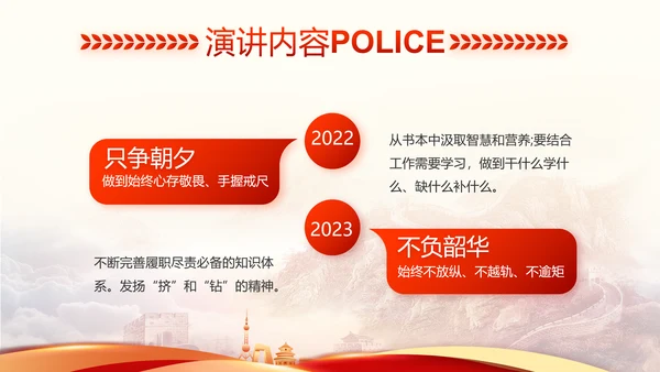 红色大气公安警察工作汇报动态PPT