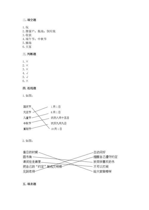 部编版二年级上册道德与法治期中测试卷（培优a卷）.docx