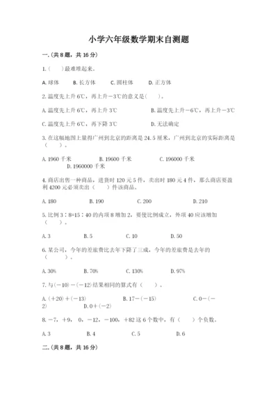 小学六年级数学期末自测题【典优】.docx