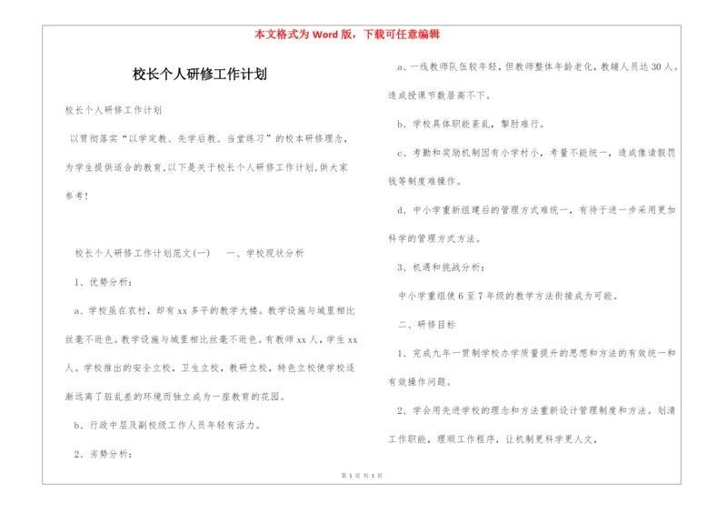 校长个人研修工作计划.docx