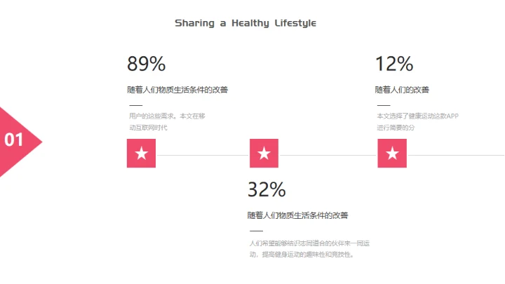 红色简约健康运动健身通用PPT模板