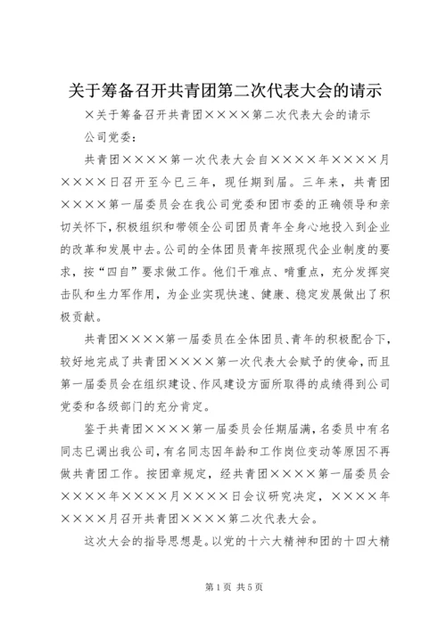 关于筹备召开共青团第二次代表大会的请示.docx