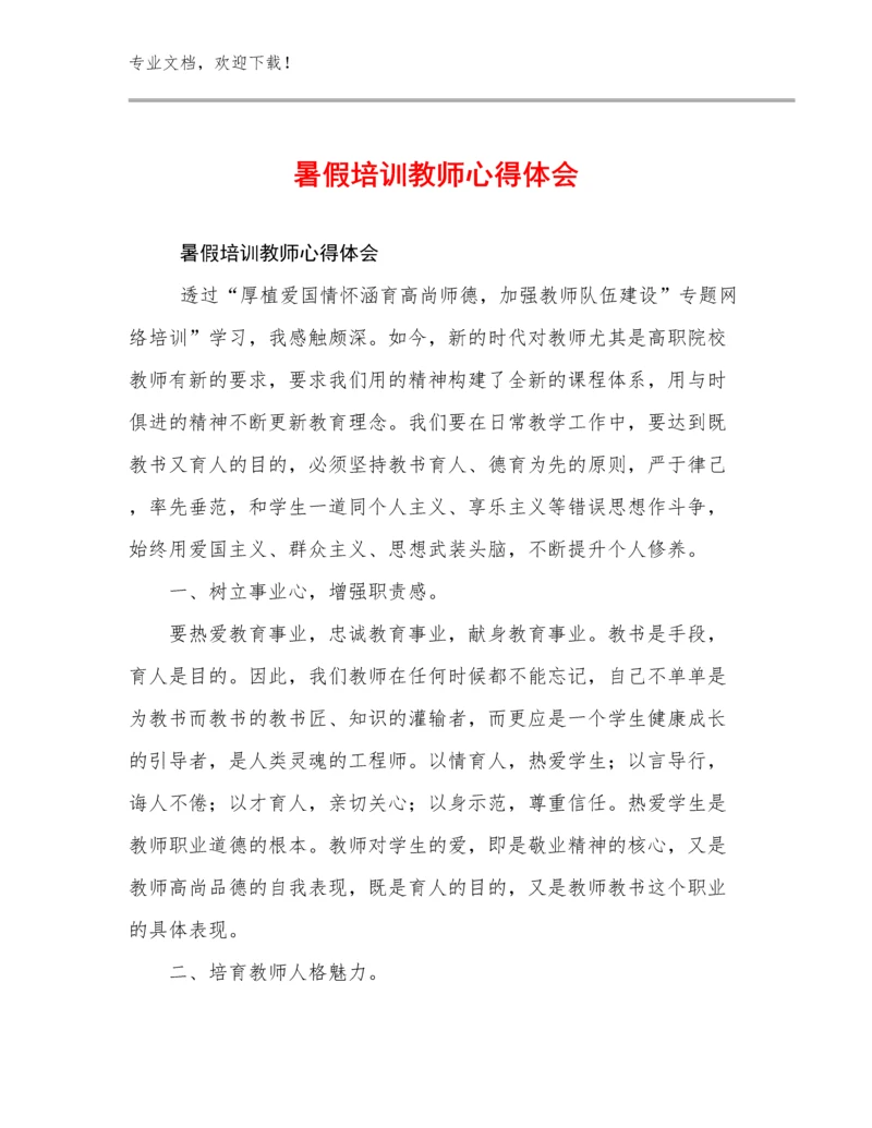 2023暑假培训教师心得体会范文20篇.docx