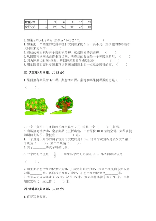 小学六年级下册数学期末卷（考试直接用）.docx