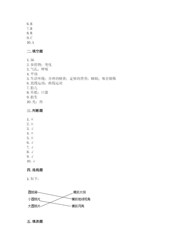 教科版小学科学三年级下册 期末测试卷及参考答案（达标题）.docx