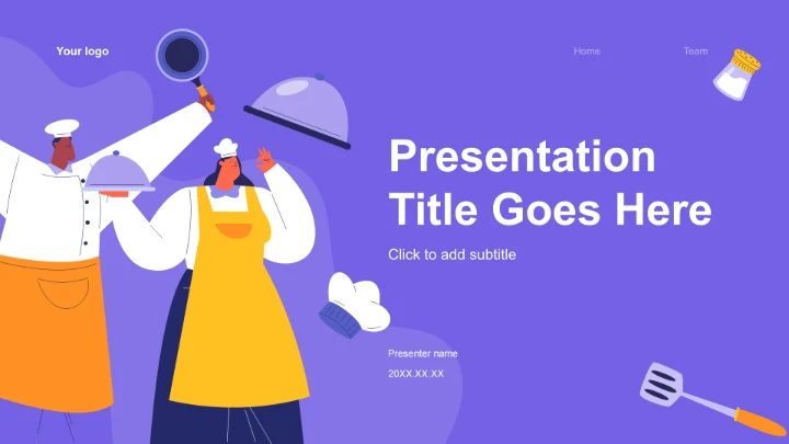 蓝色卡通风餐饮服务流程培训PPT主题