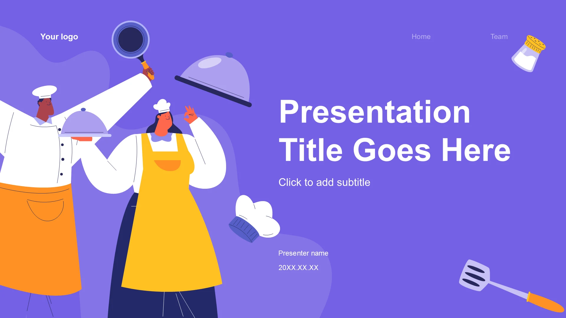 蓝色卡通风餐饮服务流程培训PPT主题