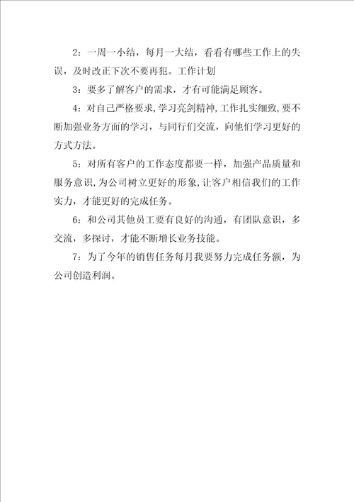 XX销售人员工作计划