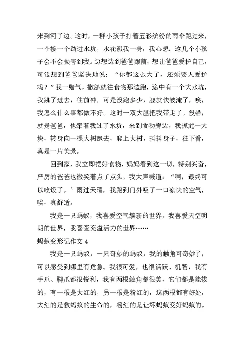 蚂蚁变形记作文
