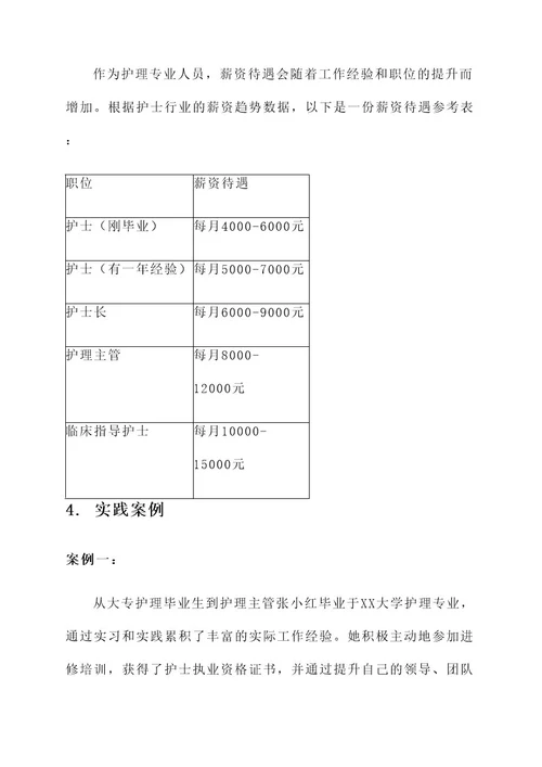 大专护理专业生涯规划方案