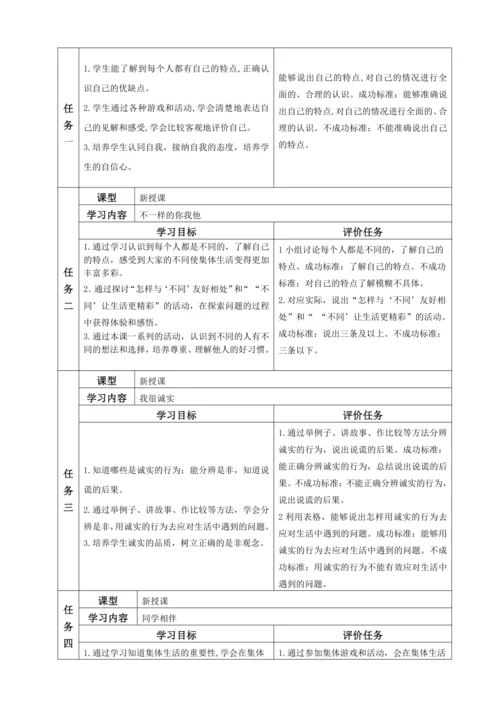 【大单元教学设计】统编版三年级下册道德与法治 第一单元备课教案