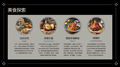 黑灰色简约风欧洲旅游攻略PPT模板