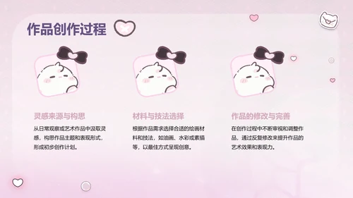 眠眠兔粉色美术学习汇报通用PPT模版