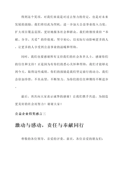 公益企业得奖感言