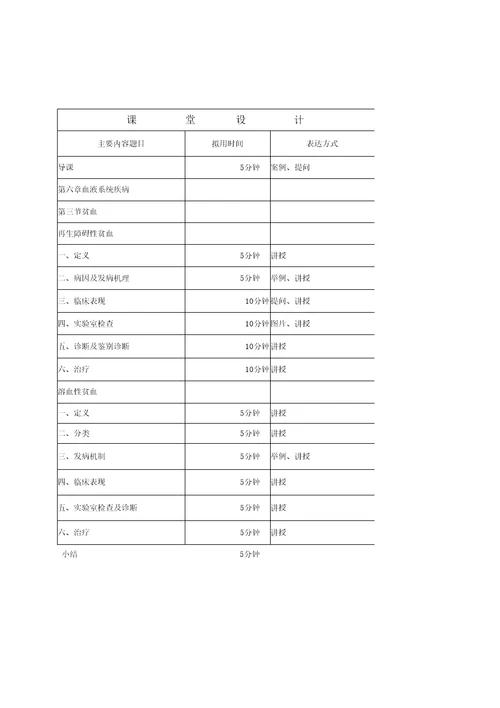 内科护理学教案血液系统疾病病人的护理