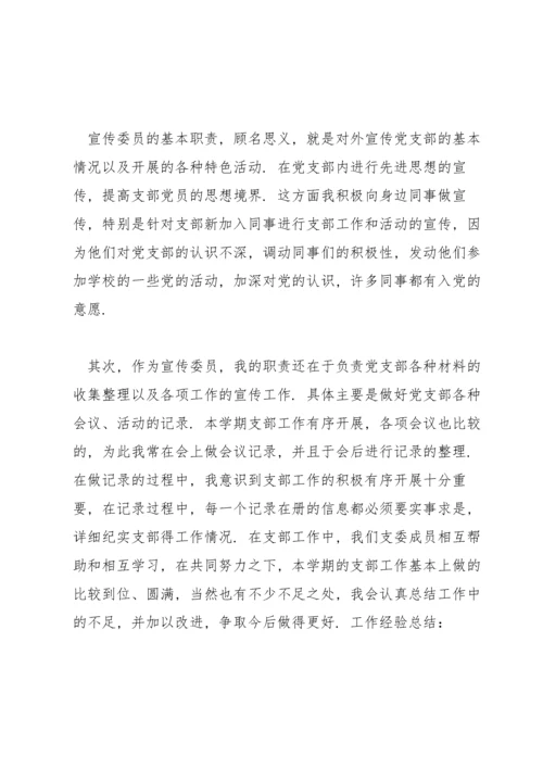 党支部宣传委员工作总结范文(通用3篇).docx