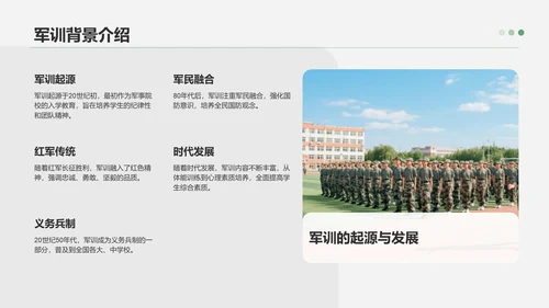 绿色3D风军训收获与成长汇报PPT模板