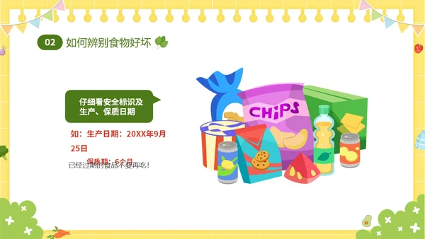 黄色卡通儿童6月食品安全宣传周幼儿园食品安全教育主