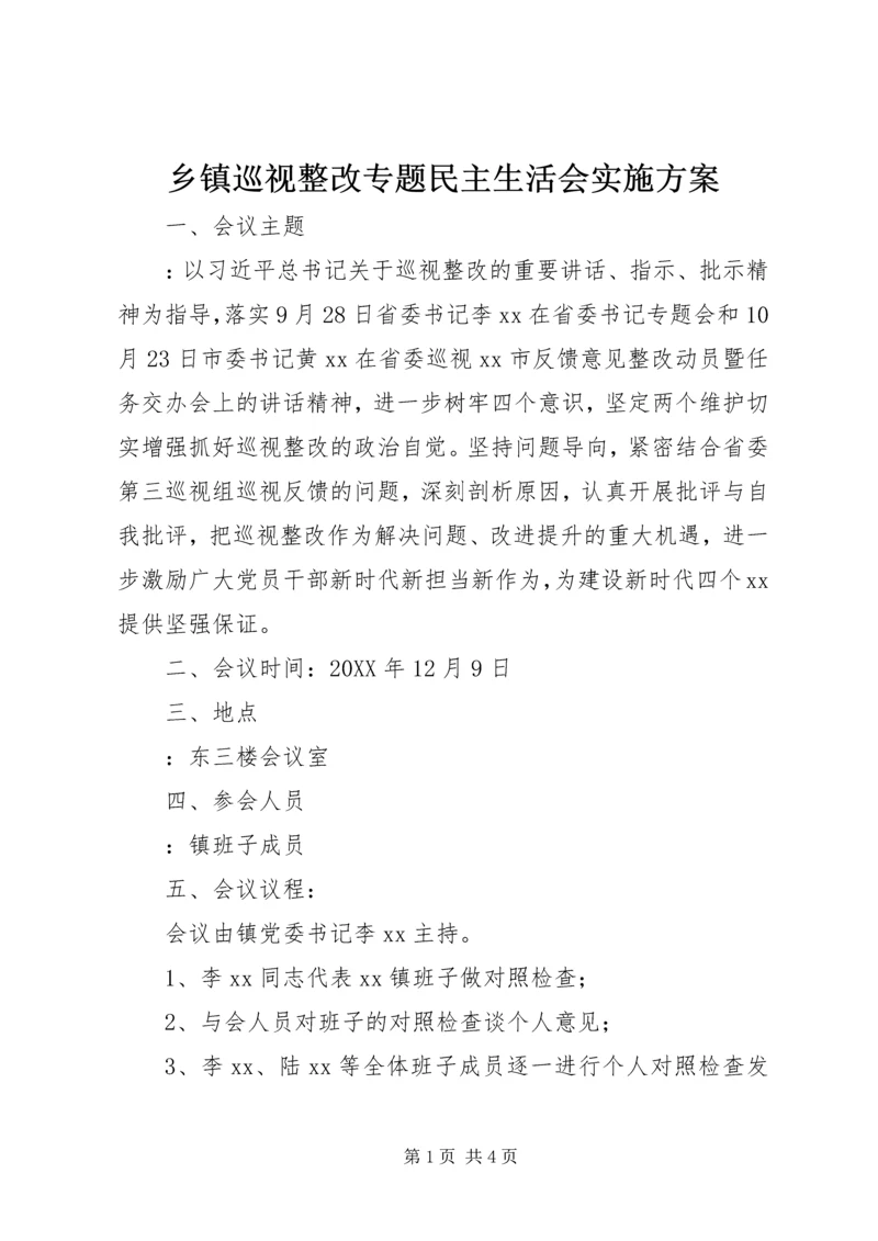 乡镇巡视整改专题民主生活会实施方案.docx