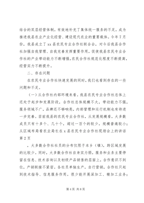 农业局长在X县农民专业合作社现场会上的讲话.docx