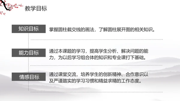 水墨梅花教学课件PPT模板