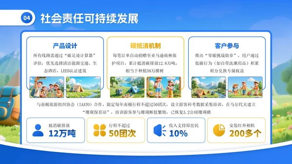蓝色卡通探索世界发现美好PPT模板