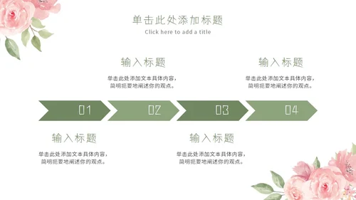 粉色简约小清新水彩花卉教学课件PPT模板