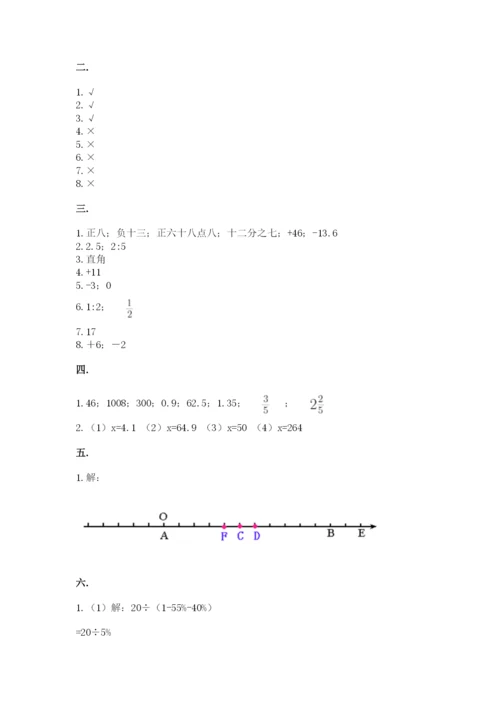 河南省平顶山市六年级下册数学期末测试卷及答案（夺冠）.docx