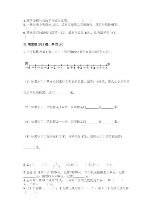 太原市娄烦县六年级下册数学期末测试卷及答案1套.docx