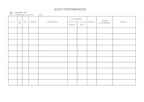 安全生产标准化所有记录表格
