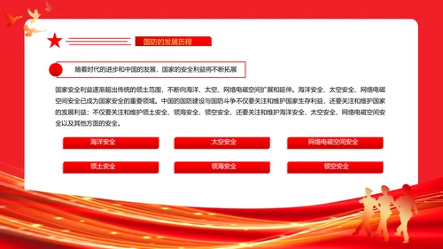 全民国防教育日红旗五角星PPT模板