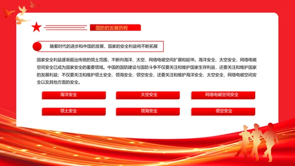 全民国防教育日红旗五角星PPT模板