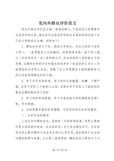 党内外群众评价范文.docx