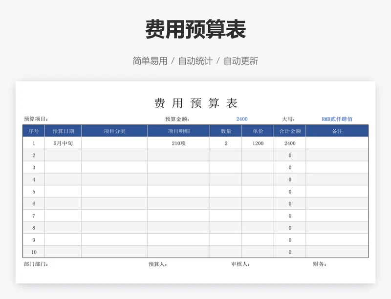 费用预算表
